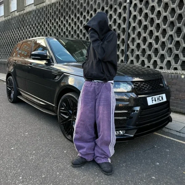 Y2K men Jeans Harajuku clothes Striped Embroidered high quality fashion streetwear men women Baggy Casual Hip Hop wide leg jeans - Image 5