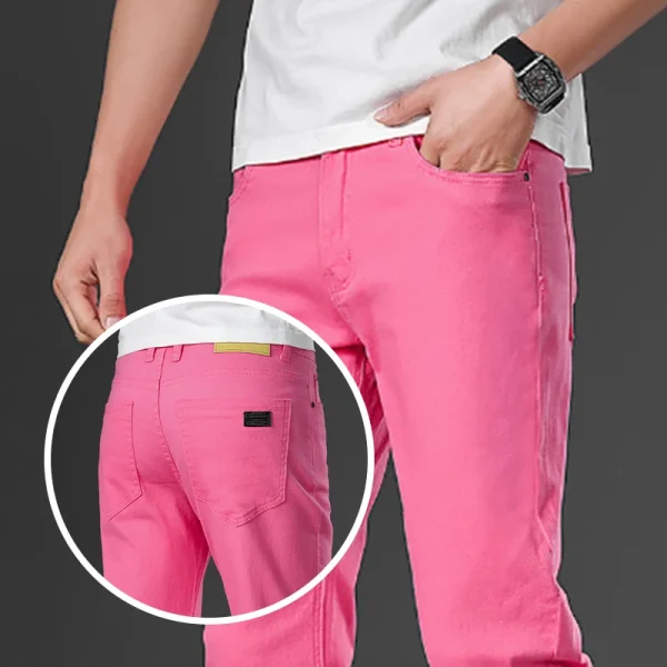 Men Slim Straight Leg Pants Male New Summer Thin Baggy Pink White Pants New Plus Size Casual Loose Mid High Waist Long Trousers