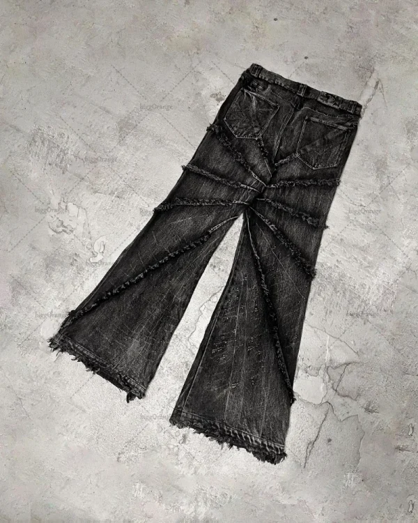 2023 Street Retro Raw Edge High Waist Skinny Jeans Men's Y2K Fashion Casual Loose Versatile Distressed Wide Leg Jeans Women's - Image 6