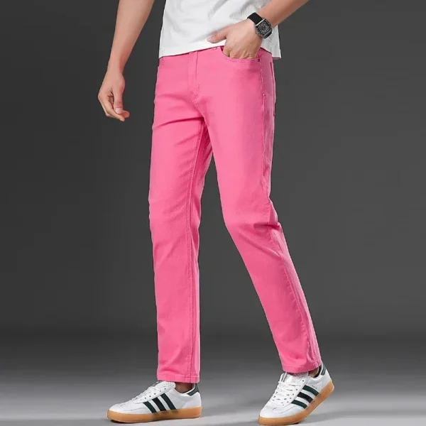 Men Slim Straight Leg Pants Male New Summer Thin Baggy Pink White Pants New Plus Size Casual Loose Mid High Waist Long Trousers - Image 5