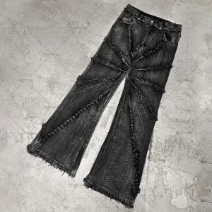 2023 Street Retro Raw Edge High Waist Skinny Jeans Men's Y2K Fashion Casual Loose Versatile Distressed Wide Leg Jeans Women's