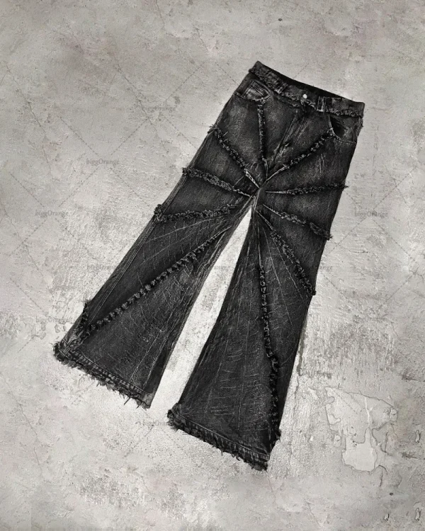 2023 Street Retro Raw Edge High Waist Skinny Jeans Men's Y2K Fashion Casual Loose Versatile Distressed Wide Leg Jeans Women's