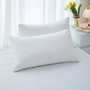 CloudSoft White Cotton SleepShroud – Breathable Envelope Pillow Cover (Standard Size)